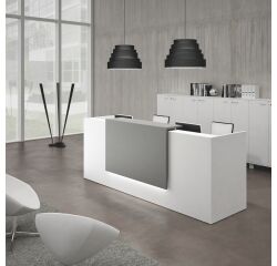 Banque d'accueil droite blanc/anthracite L 246 cm haute - Guest