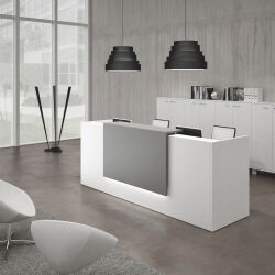 Banque d'accueil droite blanc/anthracite L 246 cm haute - Guest