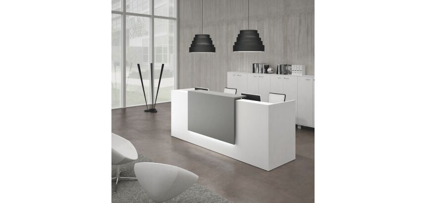 Banque d'accueil droite blanc/anthracite L 246 cm haute - Guest