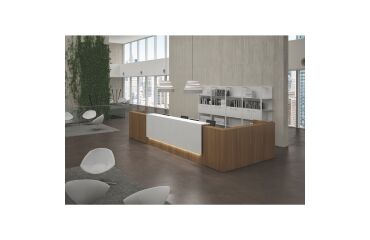 Onthaalbank Jana notelaar/wit B 366 cm met bijzet