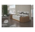 Banque d'accueil d'angle noyer/blanc L 366 cm retour à gauche - Guest