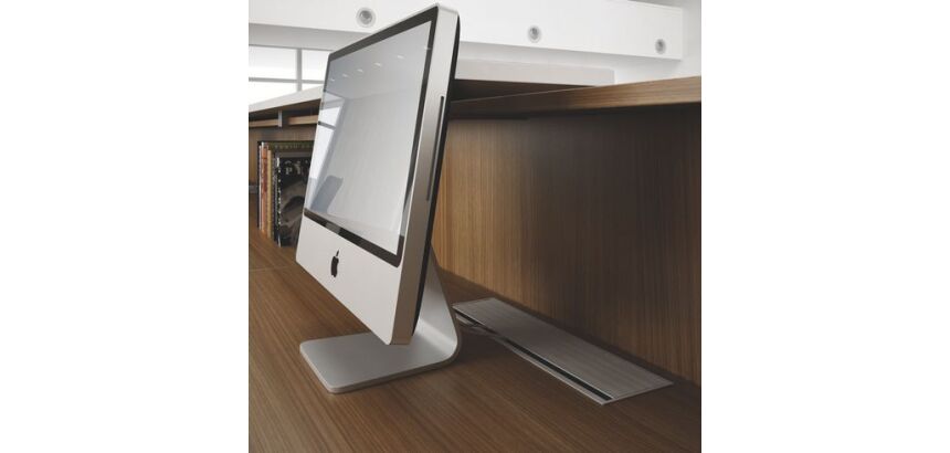 Banque d'accueil droite noyer/blanc L 366 cm haute - Guest