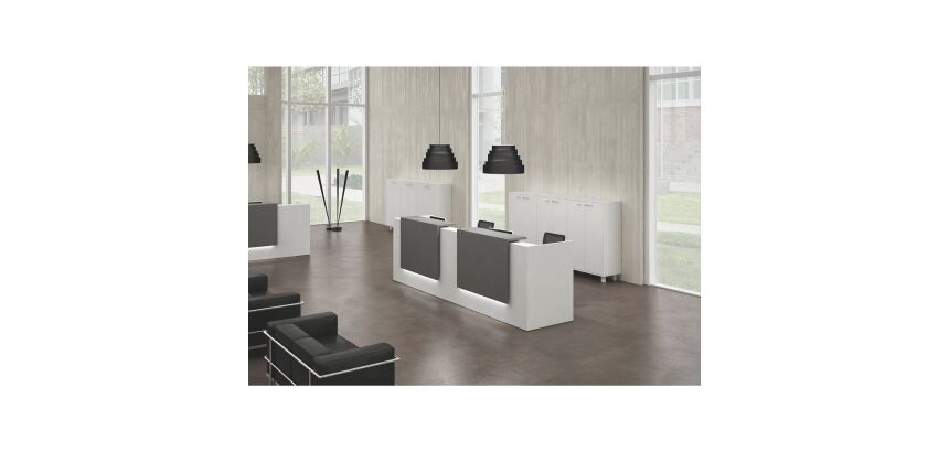 Banque d'accueil droite blanc/anthracite L 366 cm haute - Guest