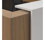 Banque d'accueil d'angle noyer/blanc L 366 cm retour à gauche - Guest