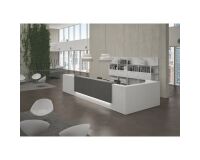 Onthaalbank Jana notelaar/wit B 366 cm met bijzet