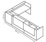 Banque d'accueil d'angle noyer/blanc L 366 cm retour à droite - Guest
