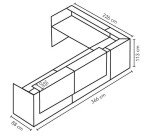 Banque d'accueil d'angle noyer/blanc L 366 cm retour à gauche - Guest