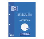 Recambio para carpeta de anillas 100 hojas 4x4 A4 Oxford