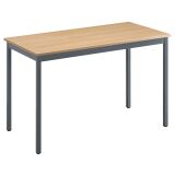 Multi-purpose Eco light oak office table H 120 x W 60 cm with anthracite base.