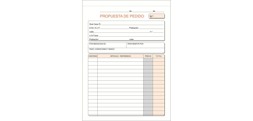 Talonario Pedido 150 x 210 Castellano