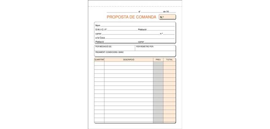 Talonario Pedido 150 x 210 Duplicado Catalán
