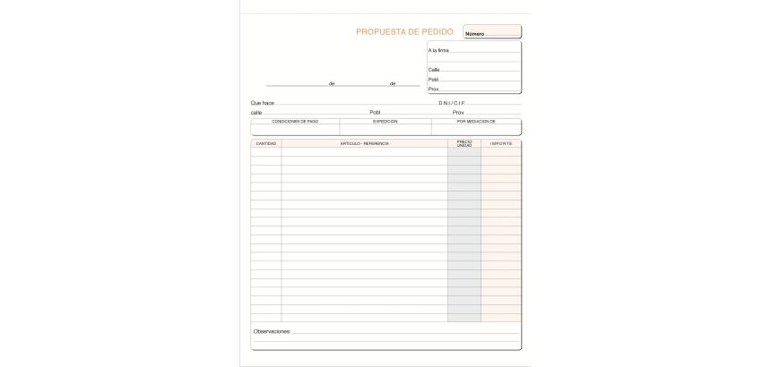 Talonario Pedido 215 x 265 Castellano