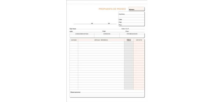 Talonario Pedido 215 x 265 Duplicado Castellano