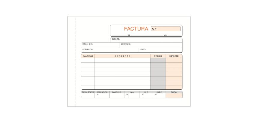 Talonario Factura 150 x 105 Duplicada Castellano