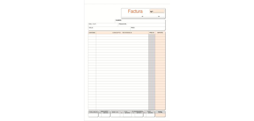 Talonario Factura 210 x 297 Duplicado Castellano