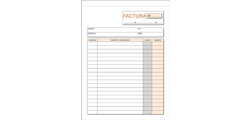 Talonario Factura 150 x 210 mm Duplicado Castellano - paquete de 50 hojas blancas y 50 amarillas
