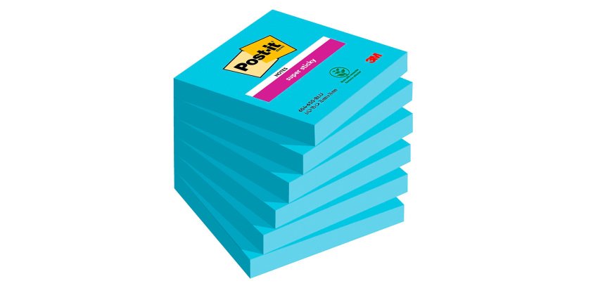 Notes couleurs Super Sticky Post-it 76 x 76 mm - bloc de 90 feuilles
