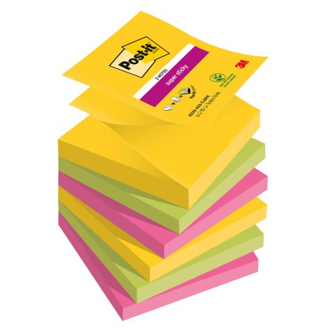 Z-notes repositionnables couleurs Carnival Super Sticky Post-it 76 x 76 mm - bloc de 90 feuilles