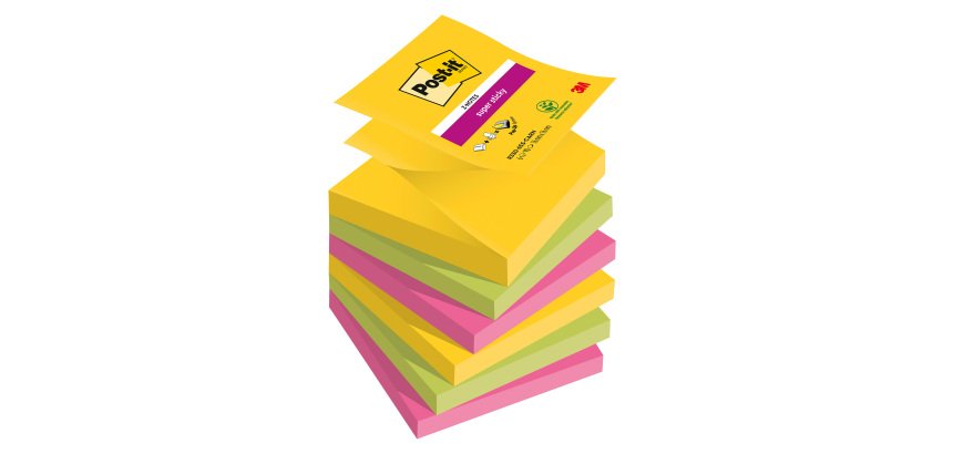 Z-NOTES SUPER STICKY POST-IT 76 x76 mm vitaminées Carnival - Bloc de 90 feuilles