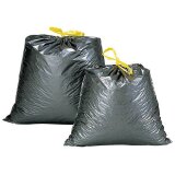 Sac poubelle 50 litres à liens coulissants gris - 100 sacs
