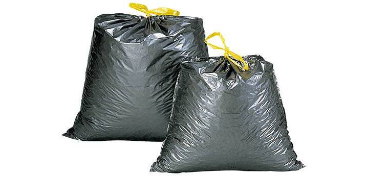 Sac poubelle 30 litres à liens coulissants gris - 100 sacs
