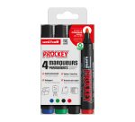 Marqueur Uni Ball Prockey couleurs assorties pointe ogive 1,8 mm - Pochette de 4