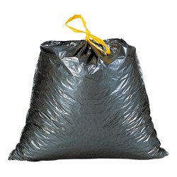 Garbage bags with strap closure grey 100 liters - box of 100