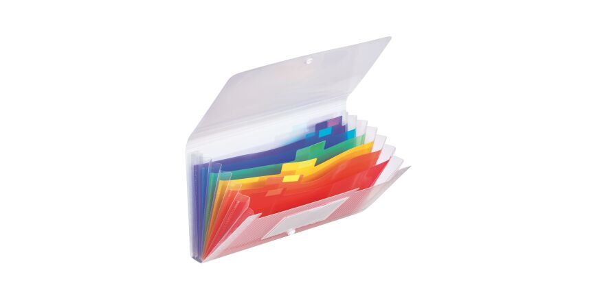 Trieur valisette plastique Exacompta à soufflet 7 divisions incolore - format chèque