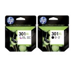 HP Pack 301XL noire + 301XL 3 couleurs, Cyan, Jaune et Magenta pour imprimante jet d'encre