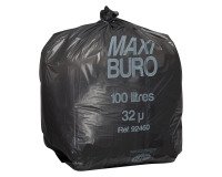 Sacs poubelle 100 litres à liens indépendants Maxiburo - Carton de 250
