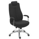 Fauteuil de bureau Extenso tissu noir - dossier haut accoudoirs appui-tête - mécanisme Basculant axe décalé - pieds aluminium