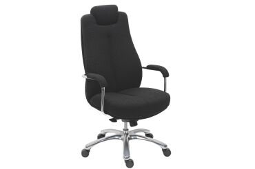 Fauteuil de bureau Extenso forte corpulence assise 24h - dossier haut accoudoirs appui-tête - mécanisme Basculant axe décalé - pieds aluminium