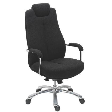 Fauteuil de bureau Extenso forte corpulence assise 24h - dossier haut accoudoirs appui-tête - mécanisme Basculant axe décalé - pieds aluminium