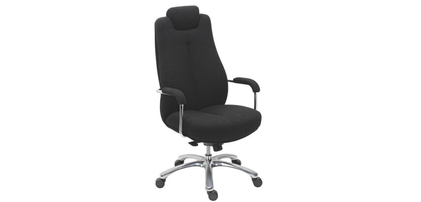 Office chair Extenso for strong build 24h sitting - high backrest armrests headrest - Synchronous tilting mechanism - aluminium base