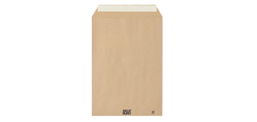 Boîte de 250 pochettes administratives kraft 229x324 mm format C4, avec bande protectrice, avec fenêtre 50 x 100 mm- Maxiburo