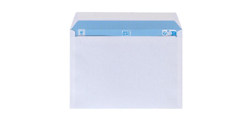Boîte de 500 enveloppes blanches 162 x 229 mm format C5 avec bande protectrice, sans fenêtre - Maxiburo