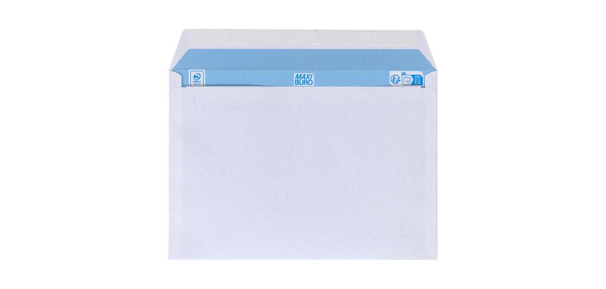 Boîte de 500 enveloppes blanches 162 x 229 mm format C5 avec bande protectrice, sans fenêtre - Maxiburo