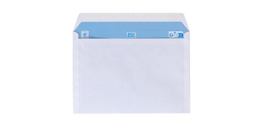 Boîte de 500 enveloppes blanches 162 x 229 mm format C5 avec bande protectrice, avec fenêtre 45 x 100 mm - Maxiburo