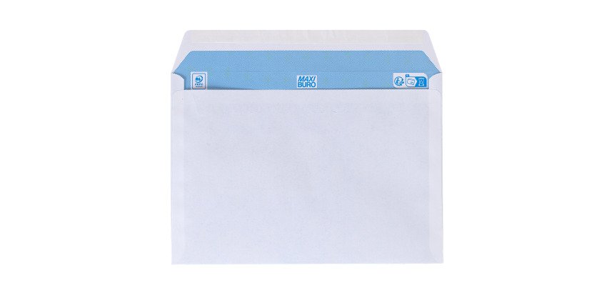 Boîte de 500 enveloppes blanches 162 x 229 mm format C5 avec bande protectrice, avec fenêtre 45 x 100 mm - Maxiburo