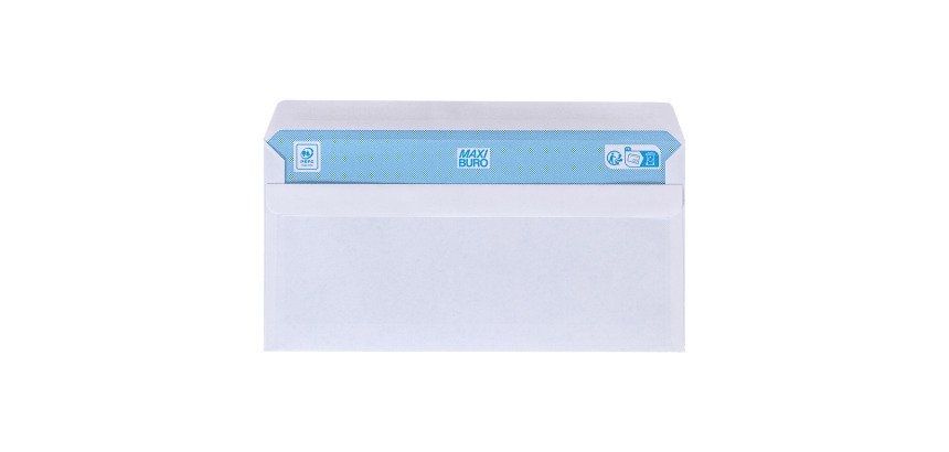 Boîte de 500 enveloppes blanches 110 x 220 mm format DL sans fenêtre - Maxiburo