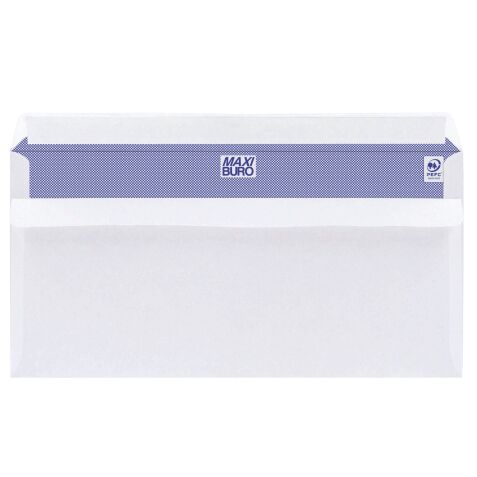 Boîte de 500 enveloppes blanches 110 x 220 mm format DL avec bande protectrice, sans fenêtre - Maxiburo