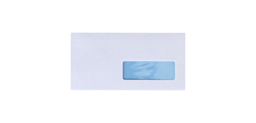 Boîte de 500 enveloppes blanches110 x 220 mm format DL avec fenêtre de 35 x 100 mm - Maxiburo