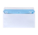 Boîte de 500 enveloppes blanches 110 x 220 mm format DL avec bande protectrice, avec fenêtre 35 x 100 mm - Maxiburo