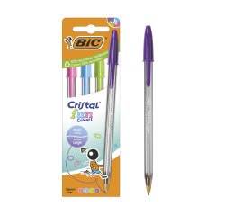 Bolígrafo Bic Cristal Fashion Punta 1,6 mm - Paquete de 4