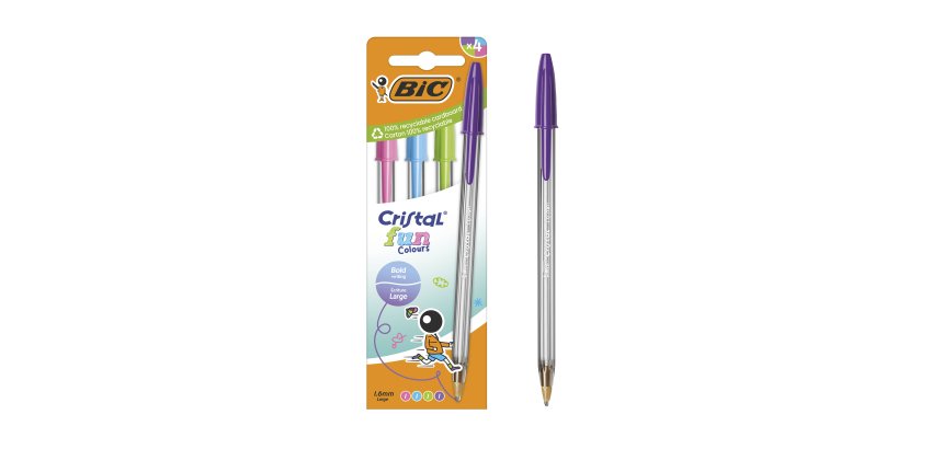 Bolígrafo Bic Cristal Fashion Punta 1,6 mm - Paquete de 4