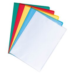 Box of 100 L-sleeves in grained polypropylene 13/100 assorted colours Maxiburo
