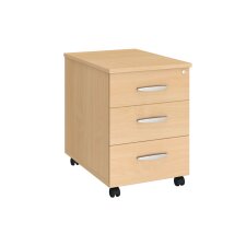 Pack bureau pied métal L160 + caisson mobile 3 tiroirs Excellens hêtre/alu