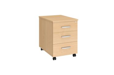 Pack bureau pied métal L160 + caisson mobile 3 tiroirs Excellens hêtre/alu