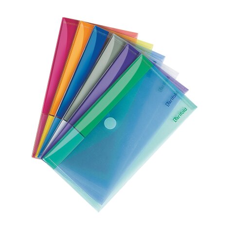 Tarifold Klettverschluss Dokumentenhalter 13,5 x 25 cm assortierte Farben - Paket von 6