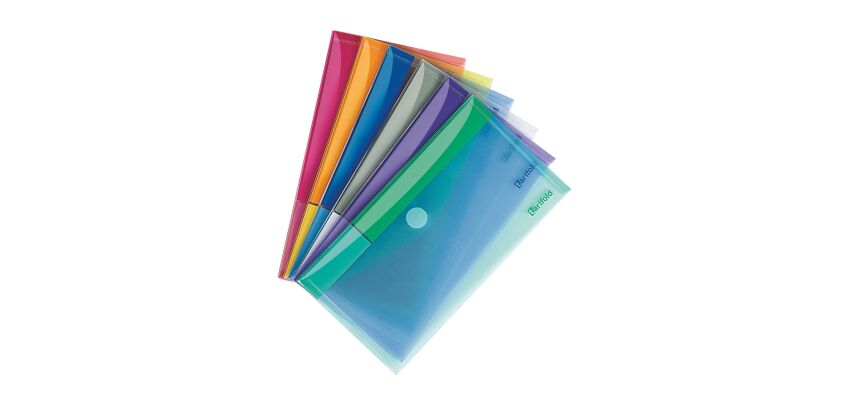Tarifold Klettverschluss Dokumentenhalter 13,5 x 25 cm assortierte Farben - Paket von 6